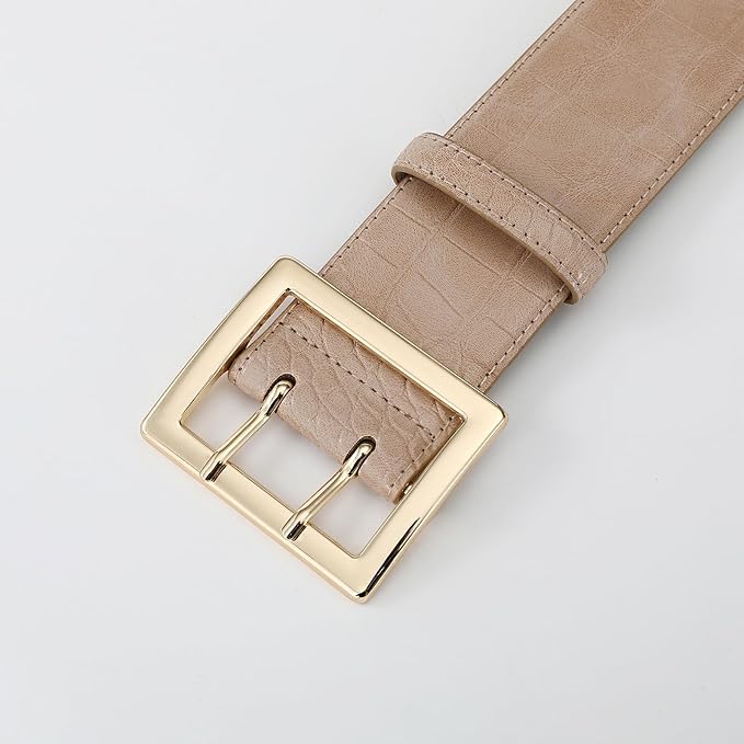 Wide Belts for Women Leather Wide Belts Fashion Thick Black Belt With Gold Buckle Belt for Dresses