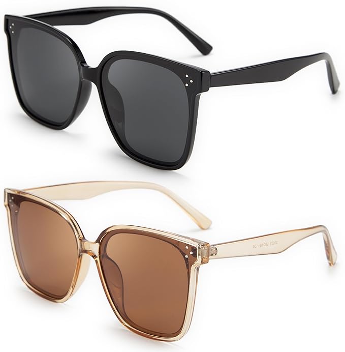FEISEDY Oversized Polarized Sunglasses - UV400 Protection, Square Fashion Sun Glasses for Outdoor & Daily B2600