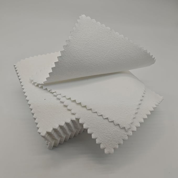 50pcs Jewelry Cleaning Cloth Polishing Cloth for Sterling Silver Gold Platinum Small Polish Cloth (3" x 3" White)