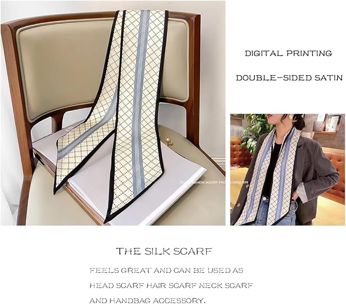 Livrerpi Silk Feeling Head Scarf Fashion Satin Hair Scarf Square Long Scarves for Women Gifts