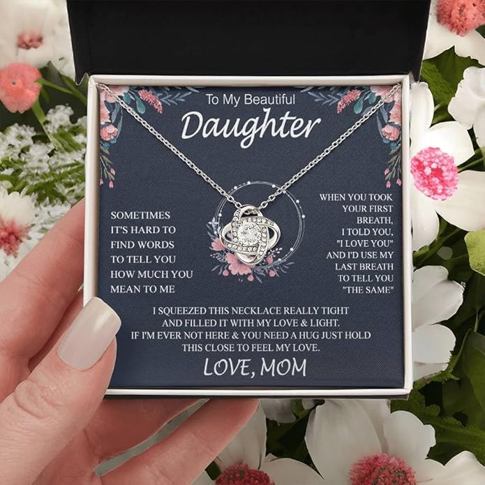 VIRAGIL To My Daughter Gift Necklace From Dad or Mom - Badass Daughter Jewelry With Heartfelt Message & Elegant Box