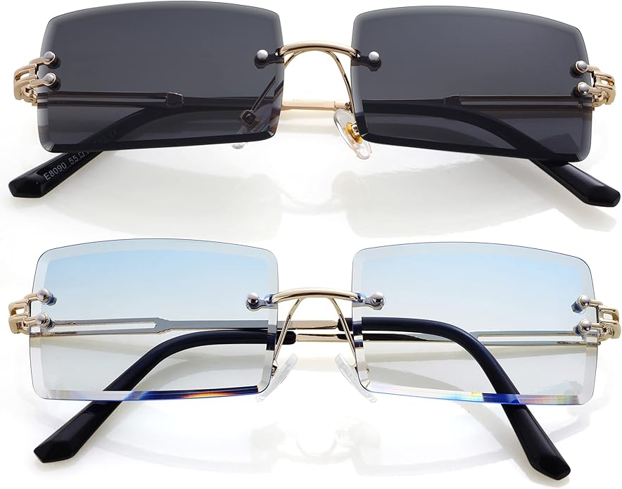 Kursan Frameless Rectangle Sunglasses for Men Women Small Rimless Sun Glasses Shades UV400 Protection