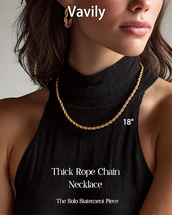 Link Gold Chain 14K Gold Plated Trendy Rope Paperclip Thick Chain Necklace Minimalist Layered Gold Chain Choker Necklaces for Women