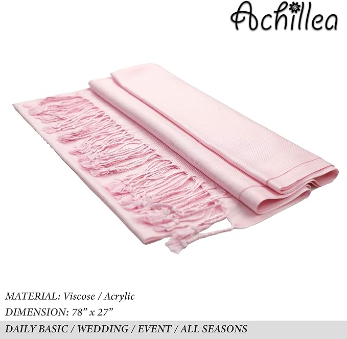 Achillea Soft Silky Pashmina Scarf for Women – Shawl Wrap for Evening Dresses, Bridesmaids, Weddings & Everyday Wear