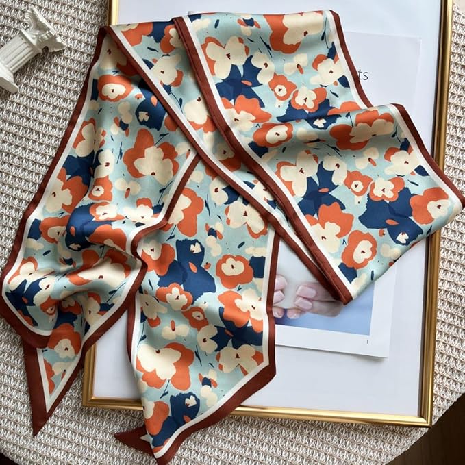 Silk Head Scarf for Hair Fashion Headwrap for Women Lightweight Neck Tie