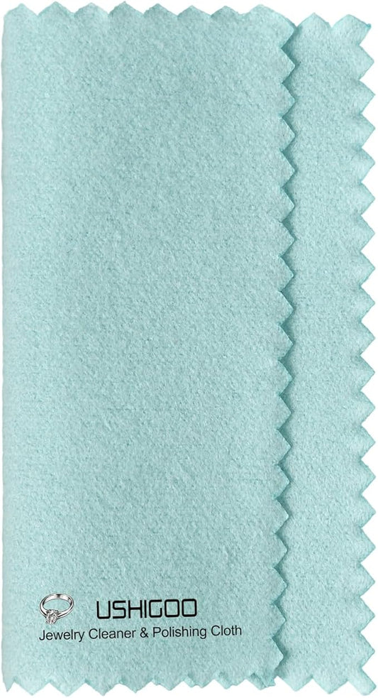 50PCS Silver Cleaning Cloth Suitable for Jewelry Cuffs Polishing Cleaner for Sterling Silver Gold Platinum Copper Silverware, Long-Lasting, Cost-Effective, and Small Easy to Carry- Aqua Blue