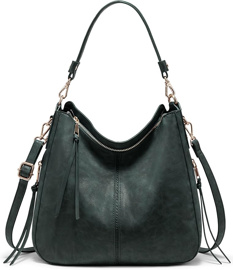 Realer Hobo Crossbody Bags for Women Designer Faux Leather Hobo Handbags Retro Large Size Shoulder Bag Bucket Purse