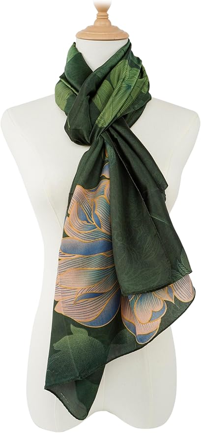 YOUR SMILE Large Mulberry Silk Feeling Long Stain Scarf Lightweight Sunscreen Shawls Wraps for Women