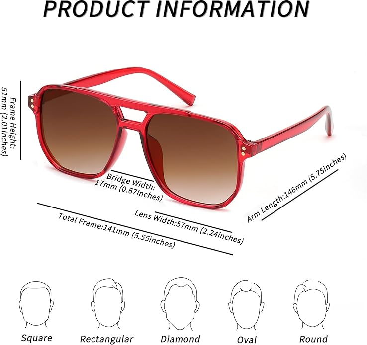 FEISEDY Retro Square Aviator Sunglasses Women Men 70s Vintage Trendy Plastic Frame Sun Glasses B2835