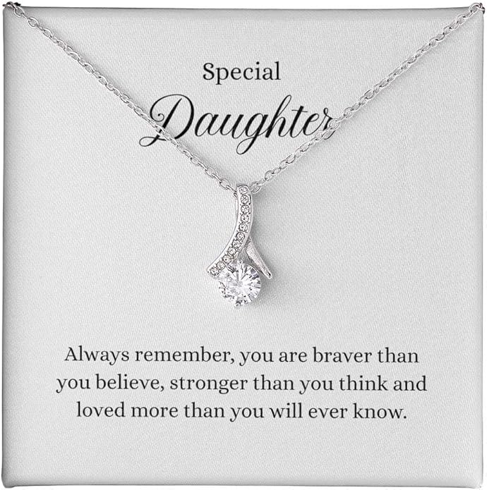 VIRAGIL To My Daughter Gift Necklace From Dad or Mom - Badass Daughter Jewelry With Heartfelt Message & Elegant Box