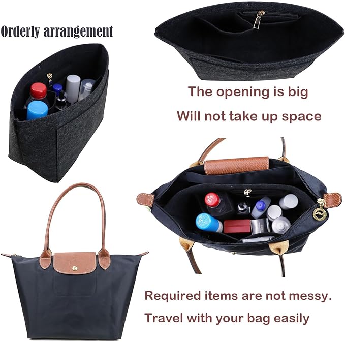 Purse Organizer Insert for le pliage large Handbags Insert Organizer1012grey-M