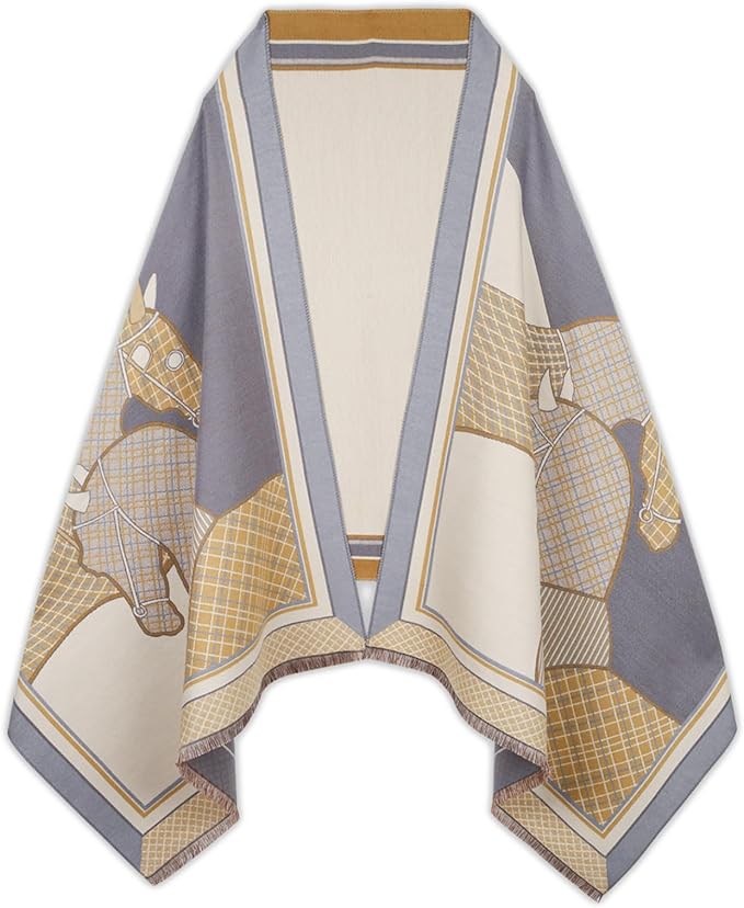 EXTREE Scarfs for Women Pashmina Silky Shawl Wrap for Evening Dressing Blanket Open Front Poncho Cape