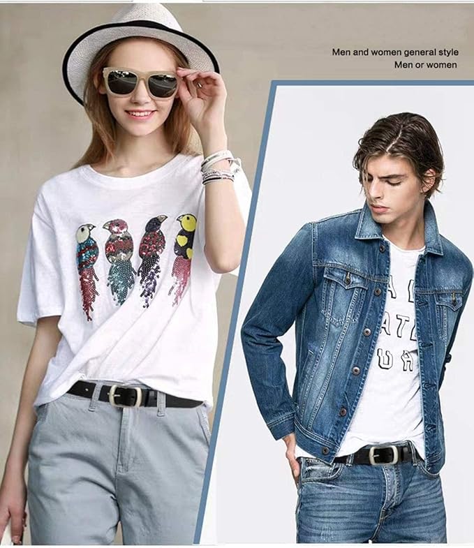 Ssumday 2 Pack Women's 1.3" Leather Belt for Jeans Pants Dresses with Retro Alloy Buckle