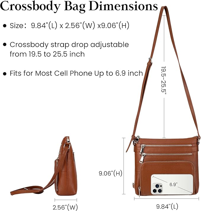 befen Genuine Leather Crossbody Bags for Women, Medium Anti-Theft Shoulder Purse with Built in RFID Wallet for Travel