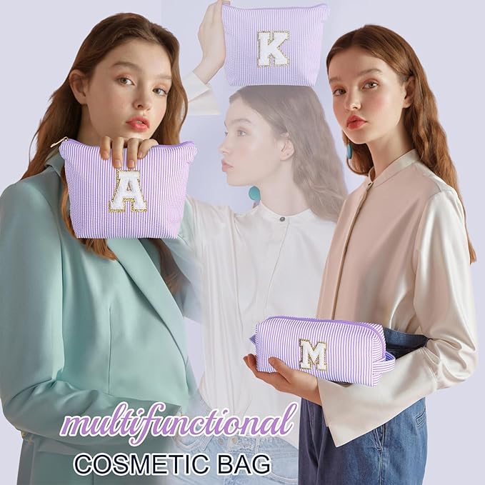 YOOLIFE Christmas Gifts For Teenage Girls Stocking Stuffers For Teen Girls Initial Makeup Bag | Cosmetic Travel Toiletry Bag | 9 10 11 12 13 14 15 Years Old | Teen Girl Gifts Trendy Stuff E