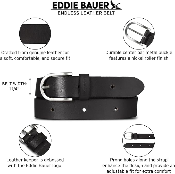 Eddie Bauer Women's Casual Leather Belts with Durable Metal Buckle