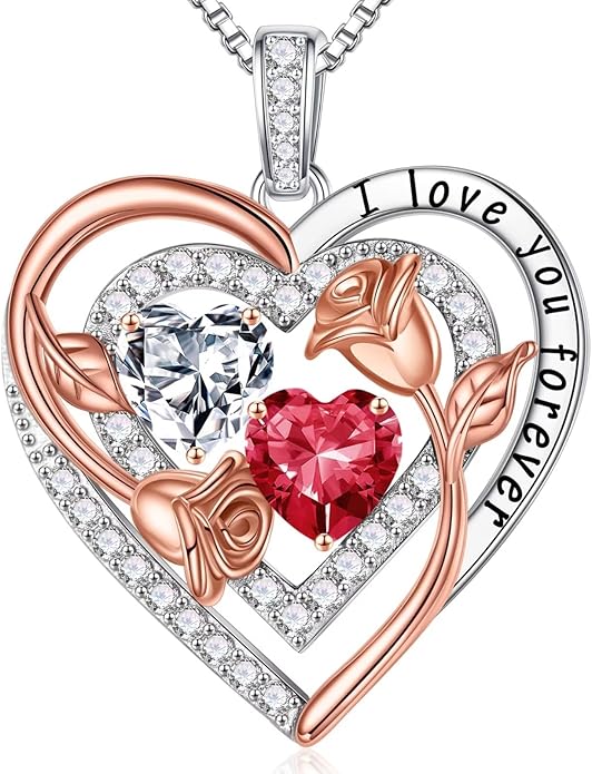 Iefil Mothers Day Gifts for Wife - Sterling Silver Birthstone Necklace Birthday Gifts for Her Wife