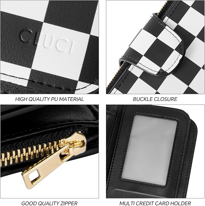 CLUCI Wallet For Women PU Leather RFID Blocking Womens Wallet Bifold Card Holder with ID Window Gifts for Women Birthday | RFID Blocking, Designer, Trifold, Card Holder, ID Window