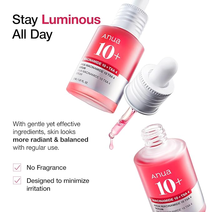 ANUA Niacinamide 10 + TXA 4 Serum, Hyaluronic Acid, Tranexamic acid, Facial Serum For GlassSkin, Glow Back Serum, Dark Spot Care, Postnatal Skincare, Korean Skincare (30ml/1.01 fl.oz)