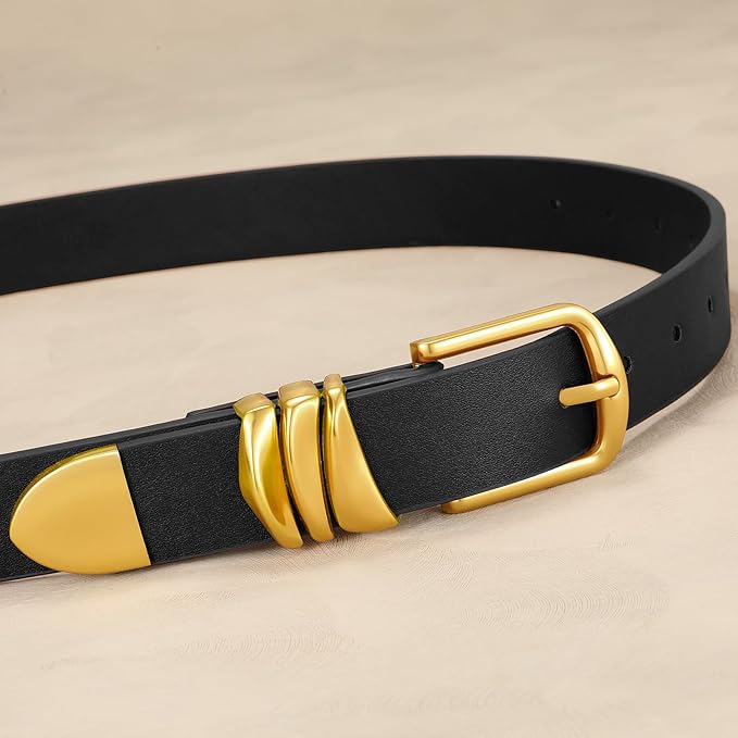 VONMELLI Women's Belt for Jeans Dress Leather Belt for Women Fashion Waist Ladies Belt with Silver Buckle