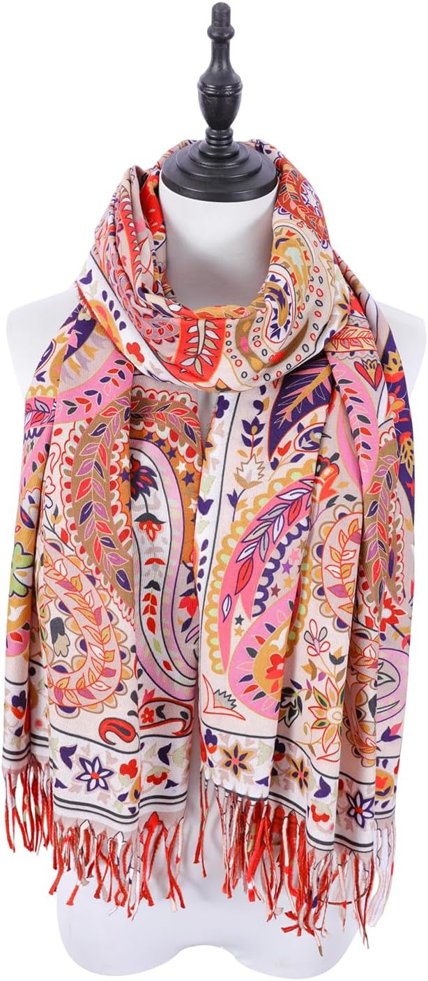 Scarf Shawl Wraps for Women Pashmina Soft Cashmere Scarf Printed Large Blanket Scarf Warm for Fall Winter