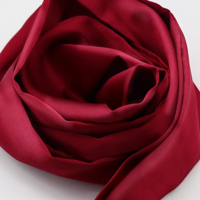 Long Satin Neckerchief Versatile Ribbon Tie Neck Scarf Solid Color Skinny Womens Tie