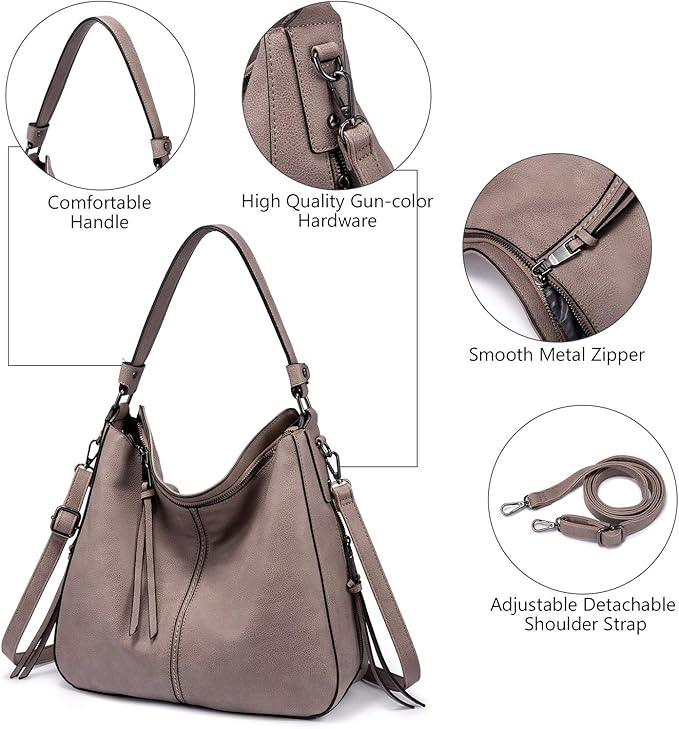 Realer Hobo Crossbody Bags for Women Designer Faux Leather Hobo Handbags Retro Large Size Shoulder Bag Bucket Purse