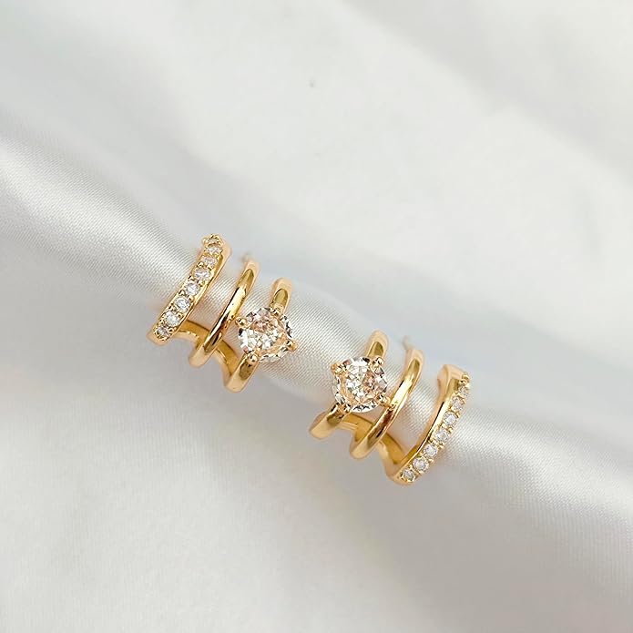 IMBOS Earrings for Women Trendy 14K Gold Stud Earrings Claw Earring Dainty Simple Minimalist Gold Earring Hypoallergenic Jewelry for Women Gifts