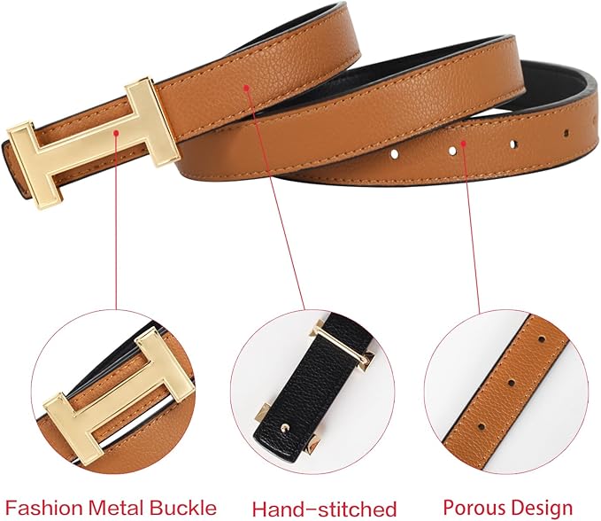 Relang Women's Belts with Gold Buckle, Fashion Waist Band, Elegant Ladies' Belt, Gift for Women