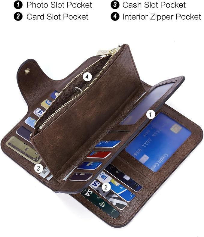 CLUCI Wallet For Women PU Leather RFID Blocking Womens Wallet Bifold Card Holder with ID Window Gifts for Women Birthday | RFID Blocking, Designer, Trifold, Card Holder, ID Window