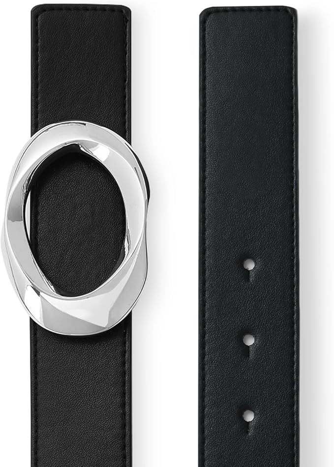 Women's Belt Fashion Buckle Premium Synthetic Leather Ladie Belts for Jeans Minimalist Design Gifts for Women