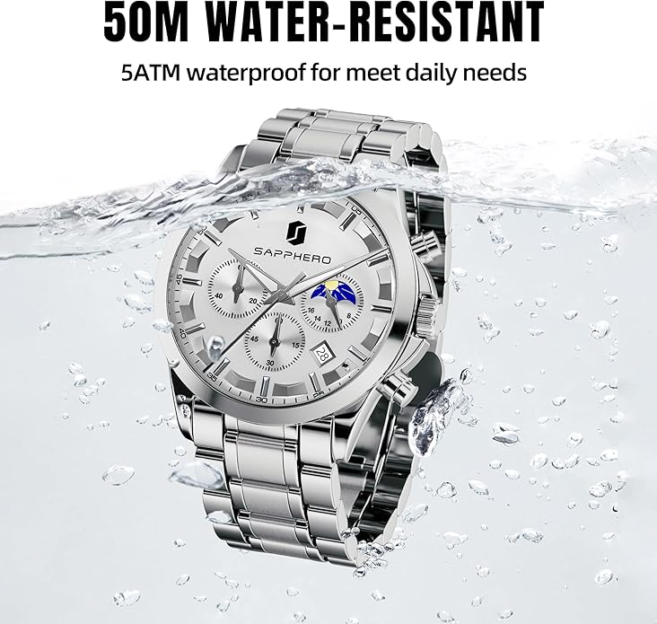 BY BENYAR Mens Watches Analog Quartz Chronograph Waterproof Wrist Watches for Men Fashion Business Work Casual Sport Designer Dress Watch with Calendar Elegant Gifts for Men