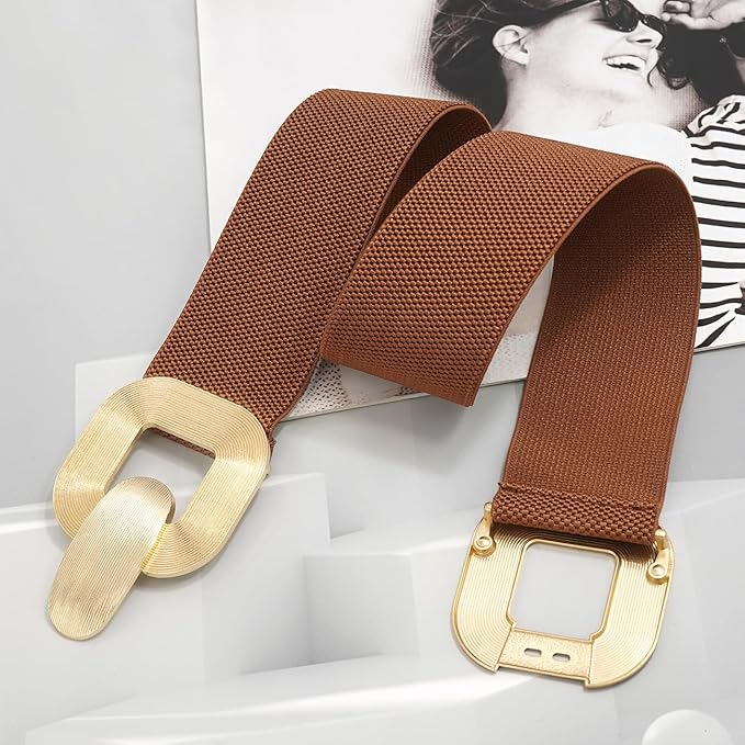 Glamorstar Women Wide Stretchy Belts Elastic Waist Belts for Dresses