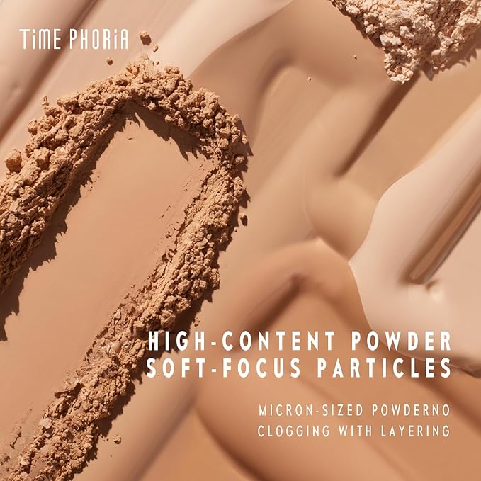 Timeless Optima Cover-Blur Skin Perfection Powder Foundation - Full Coverage, Blur Matte Finish, 16H Oil Control, Non-Comedogenic, with Double-Sided Applicator (02 Birch)