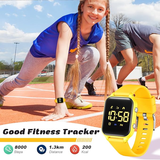 L LAVAREDO Kids Digital Watches for Boys Girls,Waterproof Sport Watch with Pedometer Stopwatch Vibration Alarm for Ages 5-13,No App Fitness Tracker Watch for Kids Teens Birthday Christmas Gifts
