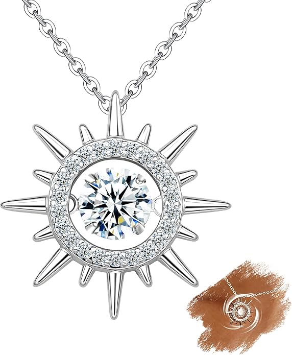 Moissanite 925 Sterling Silver Pendant Necklace 0.5-1 Carat Round Pear Cut, Dainty Elegent D Color Dancing Style with Bead Adjustable Chain Necklace for Women