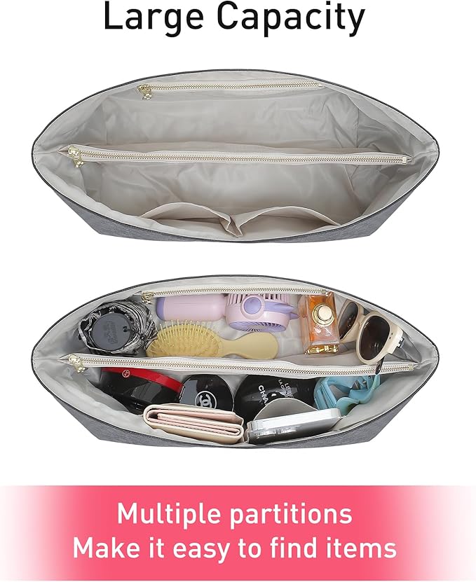 Doxo Purse Organizer Insert for Handbags Compatible with Speedy Neverfull City 30/33,Artois PM Tote bag(Medium,Black-beige)