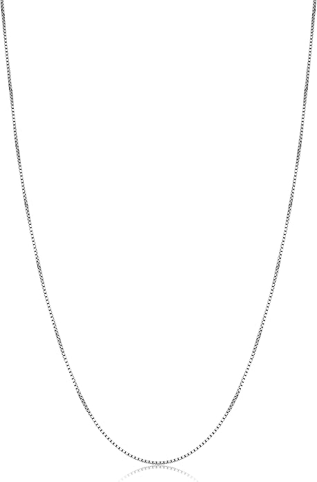 Kooljewelry 14k White Gold Box Chain Pendant Necklace for Women (0.6mm, 0.7mm, 0.8mm or 1mm/ lengths from 13 to 30 inches)