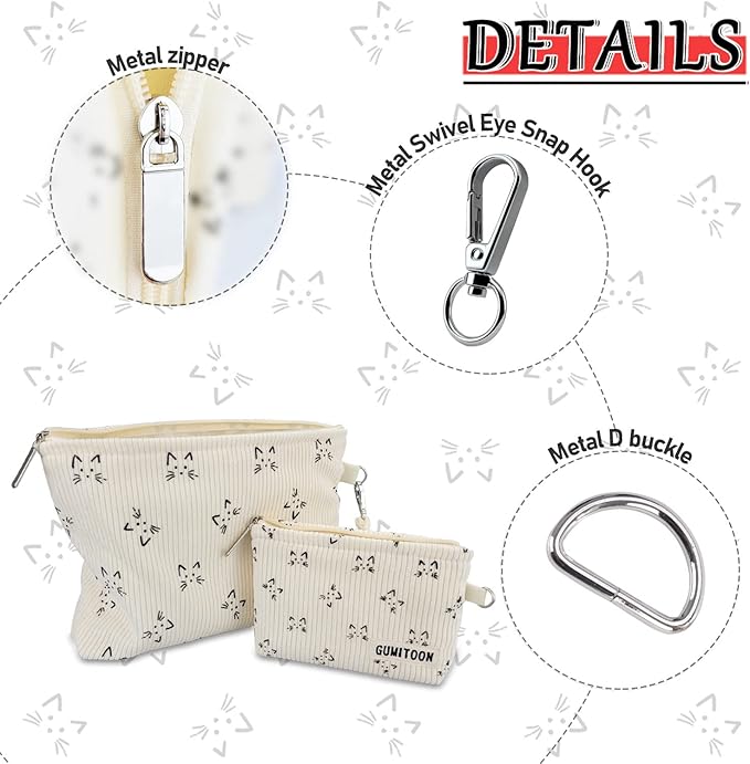 2pcs Cosmetic Bags,makeup bag for women,aesthetic organizer toiletry bags,travel essentials,travel size toiletries,a small make up bag and a big make up bag(cat bag)
