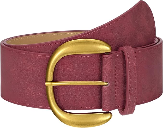 SANSTHS Women Wide Suede Belt for Dresses Jeans Fashion Thick Leather Waist Belts Ladies Chunky Belts