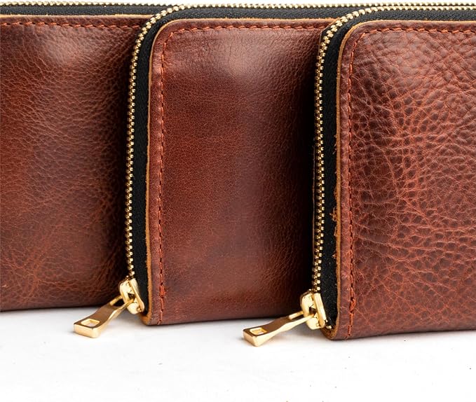 Portland Leather Goods Women's Accordion Zip Wallet – Handcrafted in Durable, Full-Grain Leather – 8 Card Slots & Secure Zippered Pocket – Nutmeg