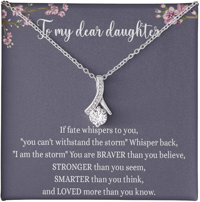 VIRAGIL To My Daughter Gift Necklace From Dad or Mom - Badass Daughter Jewelry With Heartfelt Message & Elegant Box