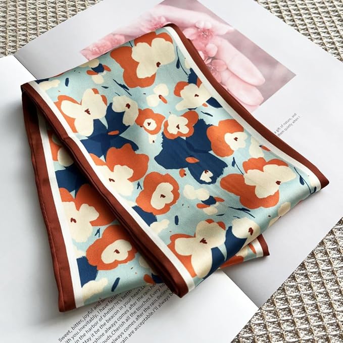 Silk Head Scarf for Hair Fashion Headwrap for Women Lightweight Neck Tie