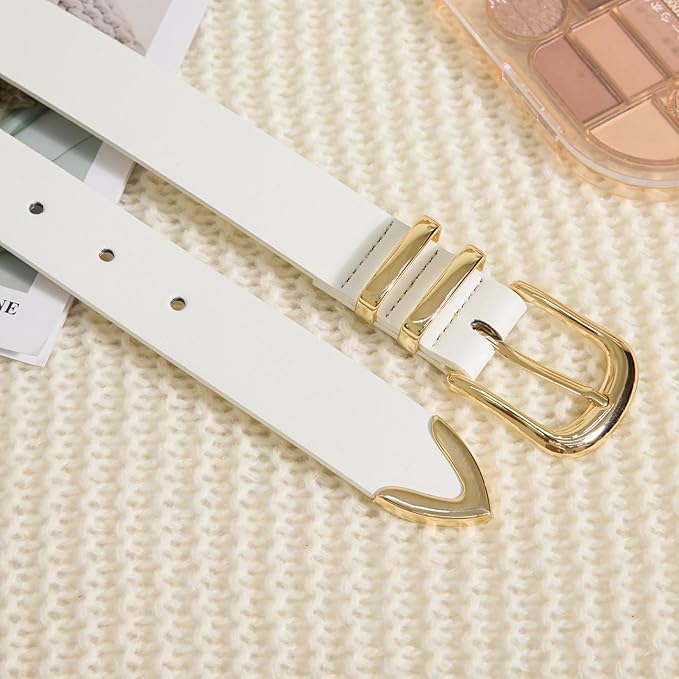 VATAN Women Leather Belt for Jeans Dresses Pants Fashion Ladies Casual Waist Belt with Gold Buckle