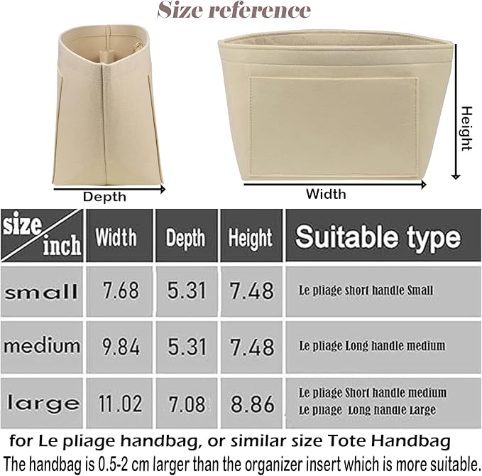 Lckaey Purse Organizer Insert for Le Pliage Handbag tote bag Insert Organizer1012khaki-L
