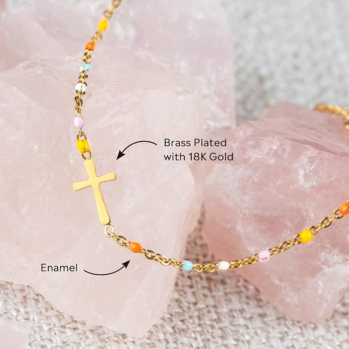 STORYJEWELLERY Christian Gifts for Women, Religious Confirmation and Baptism Gifts, Cross Bracelet for Women, Easter Gift, Encouragement Presents, Christian Jewelry