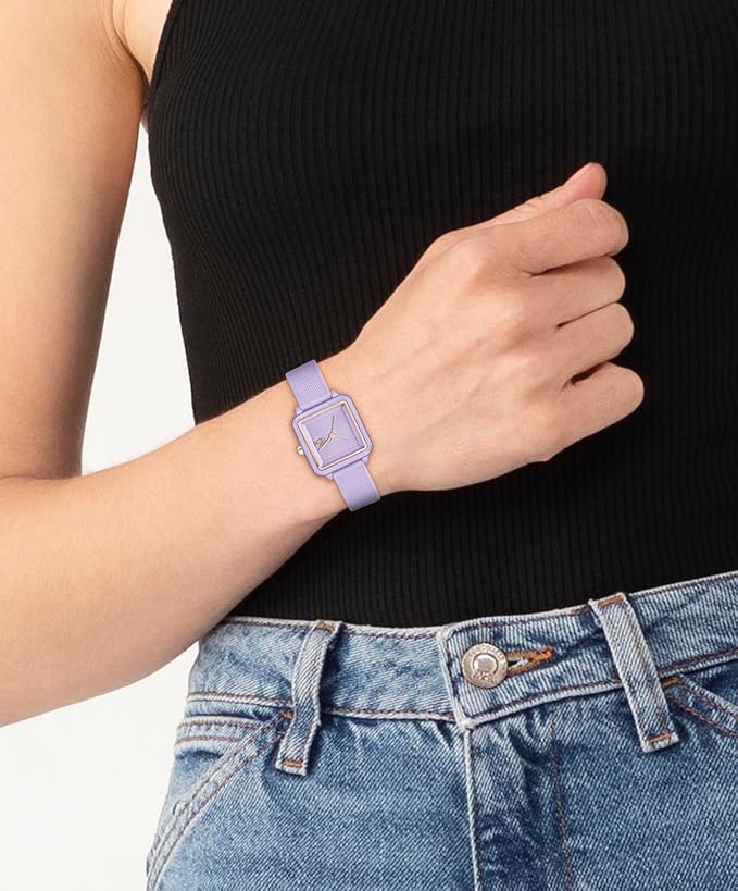 Lacoste.12.12 Flow Women's 3H Quartz Watch - Slim Silicone Strap - Square Case - Water Resistant up to 3ATM/30 Meters - Minimalist Elegance for Her - 26mm