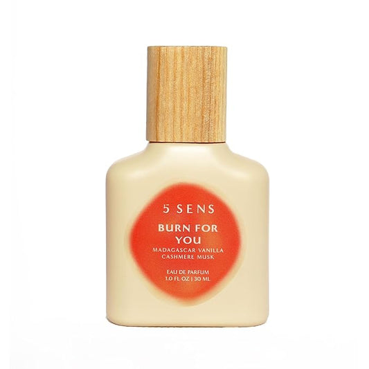 5 SENS Burn For You Eau de Parfum (30 mL) - Clean, Long-Lasting Fine Fragrance - Warm, Woody, Spicy with Cedarwood, Vanilla, Clove, Cashmere Musk & Amber - Vegan, Cruelty-Free