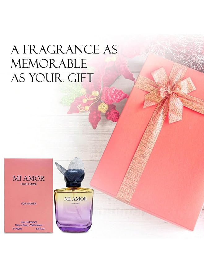 MI Amor Women Perfume Long Lating Eau De Parfum–Fresh And Trendy Natural Spray Fragrance For Effortless Chic 3.4 Fl Oz For Daily Used
