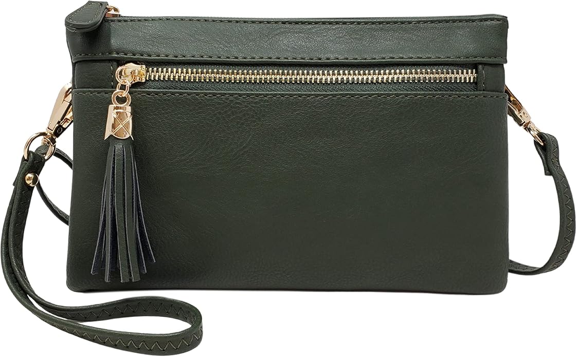 Solene Women's Lightweight Multi Compartment Wristlet Clutch Wallet Crossbody Bag